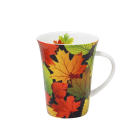 Fall Leaves Black Porcelain Mug