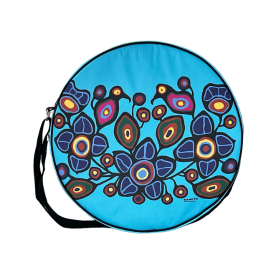 Norval Morrisseau Flowers and Birds 17in Drum Bag